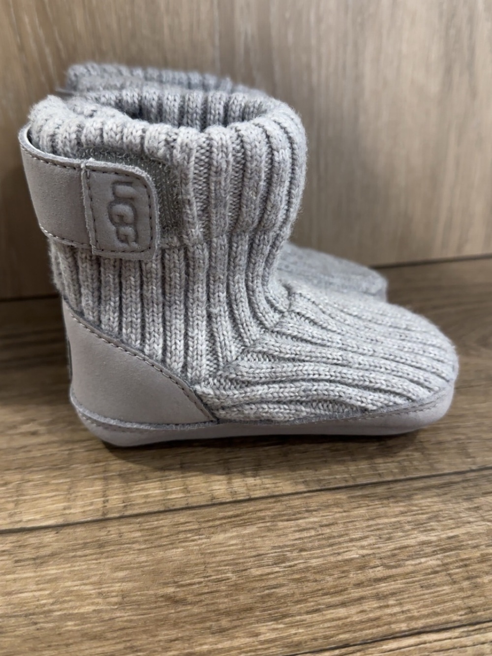 UGG Baby Cozy Knit Booties in Light Gray - Skylar